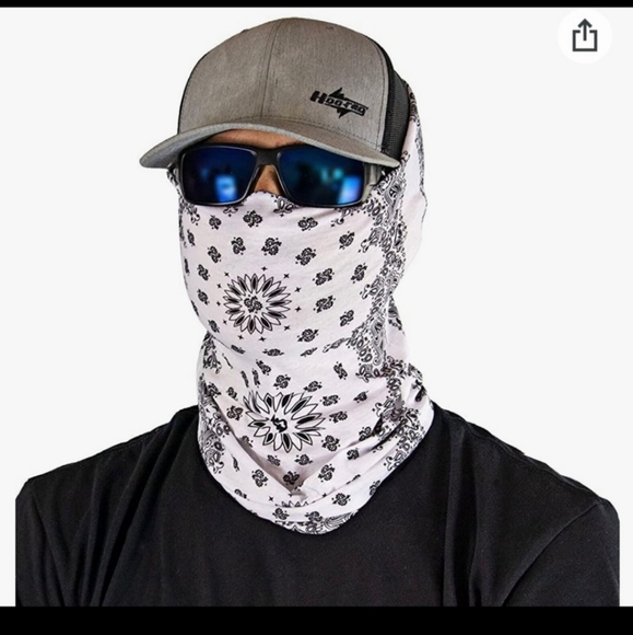 Hoo Rag & Bandana black and white headband mask buff motorcycle accessories - Picture 5 of 7